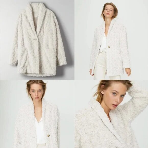 Aritzia Wilfred Free Grete Teddy Jacket Cream XS - Picture 1 of 11